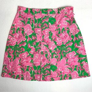 Lilly Pulitzer Pleated Green & Pink Classic Koala Bear Cotton Skirt Sz Sm